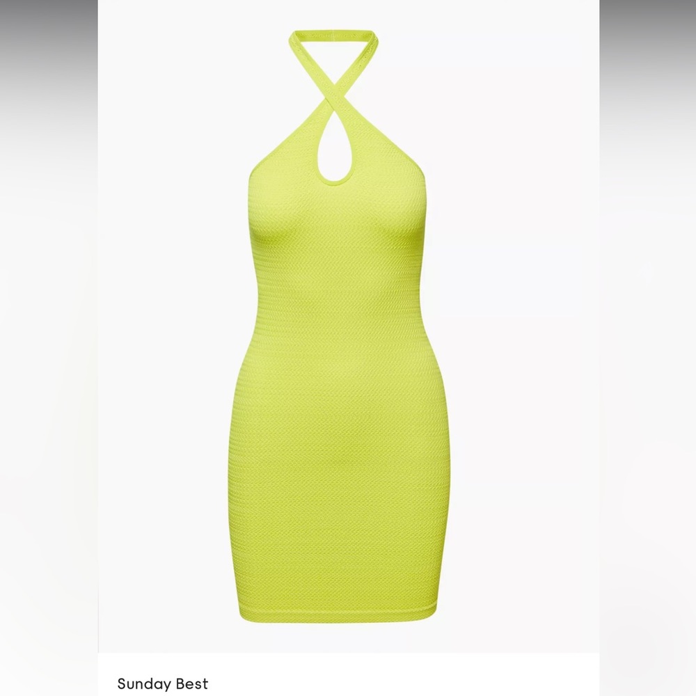 NWT Aritzia Sunday Best Amie Dress, Sexy Halter Neck Mini Dress, Pear green